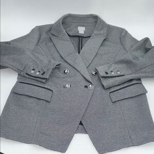 Women's CHICOS size 2 LARGE Gray Double-Breasted Blazer